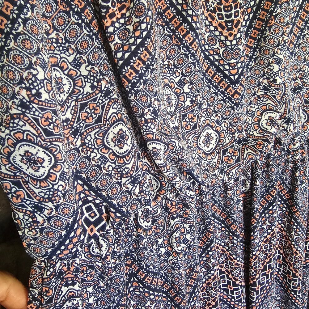 Love Ryan Sleeveless Dress – Small, Blue White Orange Geometric Print - Picture 3 of 4